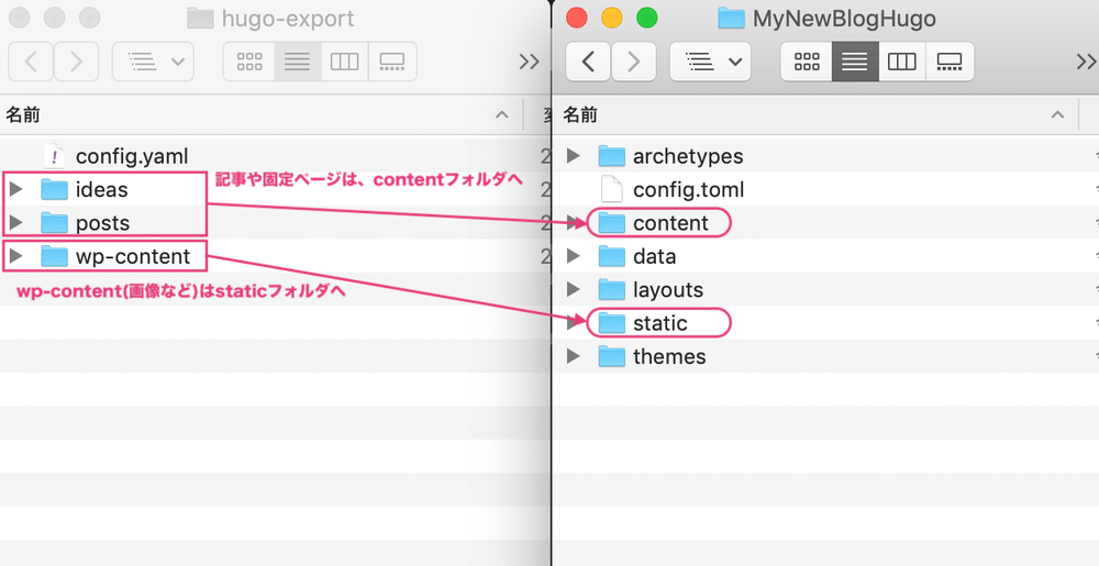 フォルダの移動方法