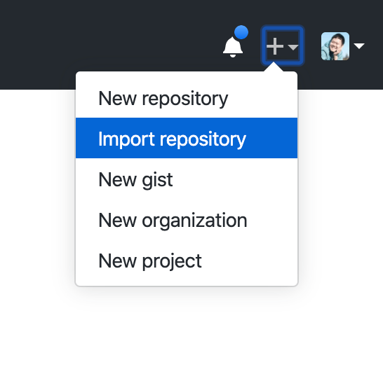 Import Repositoryをクリック