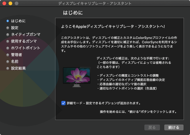 「詳細モード」にチェックを入れたまま「続ける」をクリック