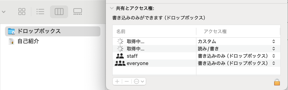 ドロップボックスは、オーナーは読み書きできるが、それ以外は書き込みだけが可能。
